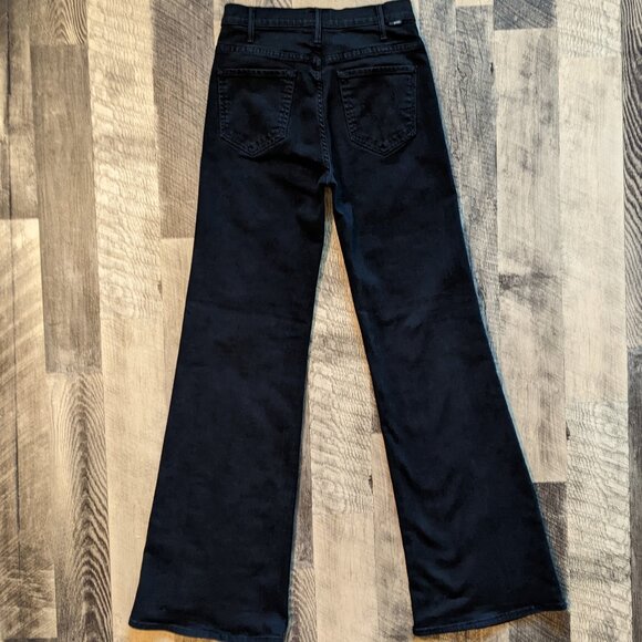 Mother The Hustler Roller Heel Jeans Black Flare High-Rise - Picture 3 of 6